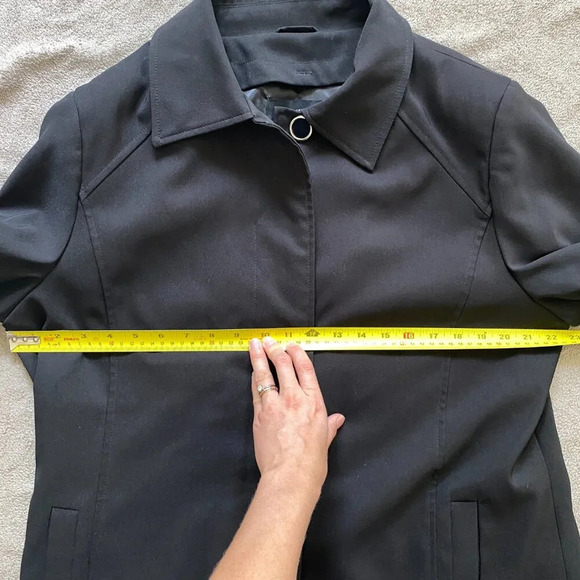 JONES New York Black Dressy  Lined Trench Coat Size 16 - Picture 11 of 15